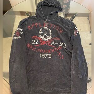 Affliction Black and Red Graphic Hoodie